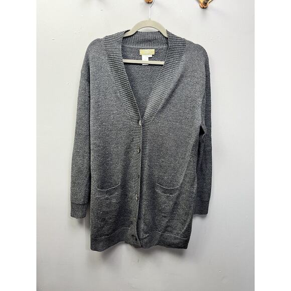 Territory Ahead Cardigan Womens Large Gray wool Longline Sweater Pockets Buttons - Picture 1 of 6